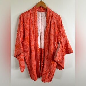 Orange Patterned Kimono Jacket large